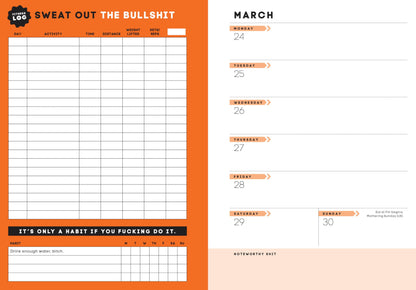Calendars & Gifts to Swear By: 2025 No F*Cking Excuses Fitness Tracker: a Planner to Cut the Bullsh*T and Crush Your Goals This Year (Other)