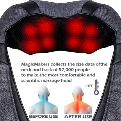 Neck Massager with Heat, Shiatsu Shoulder Massager, Electric Kneading Back Massager, Massage Pillow for Pain Relief Deep Tissue, Fathers Day Presents, Mothers Day,Christmas Gifts Get Well Soon